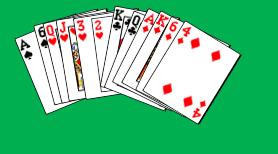 Cards sorted into suits